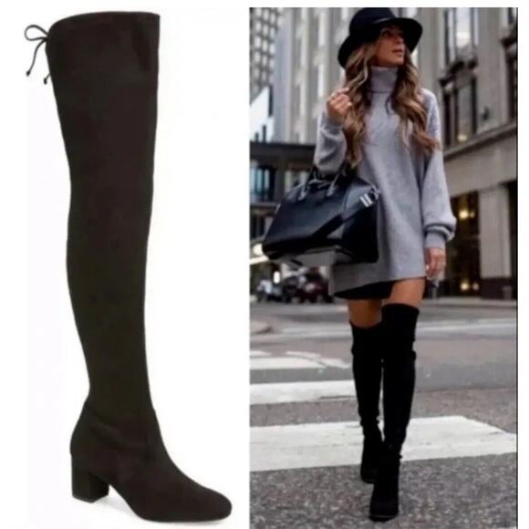 NIB Stuart Weitzman Genna 25 City US 7.5 Over-The-Knee Boots Black Suede $895 - Picture 2 of 9